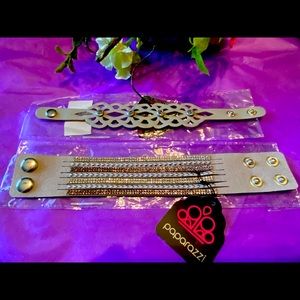 2 Gray Leather Paparazzi Urban Bracelets